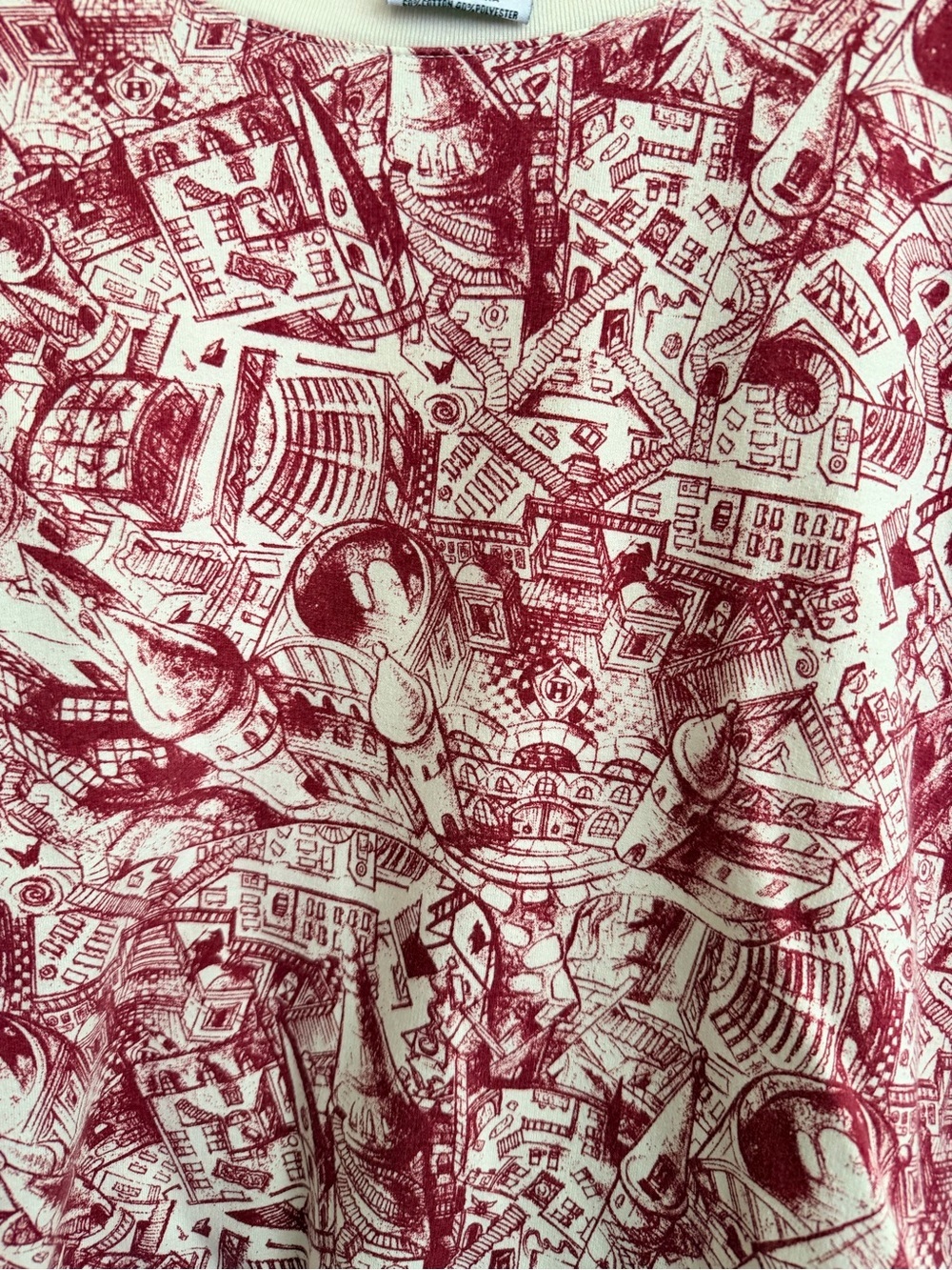 Harry Potter Warner Bros Red/White Long-Sleeve Top Hogwarts Graphic Print Size M - Picture 6 of 6